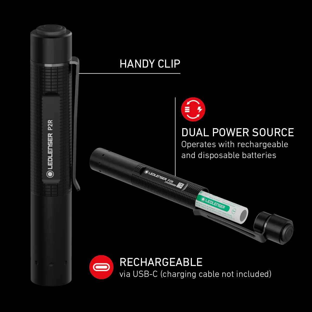 Ledlenser - P2R Rechargeable LED Torch (200 Lumens) - Image 3